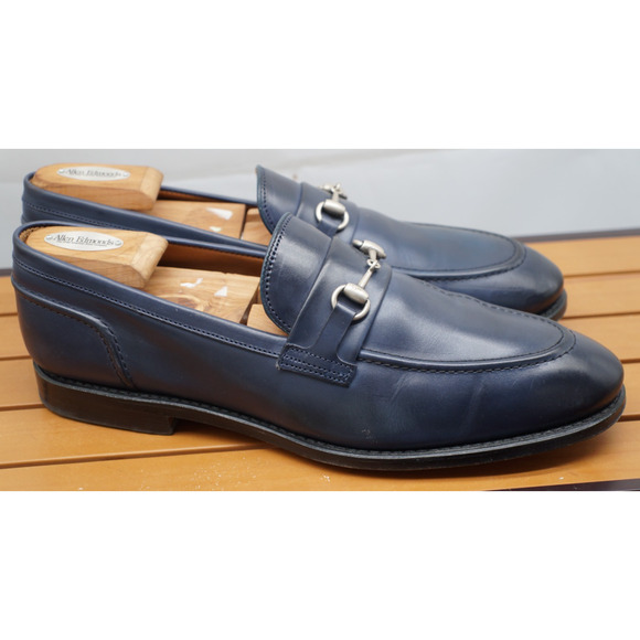 Allen Edmonds "RANDOLPH" Men's Leather BIT Penny Loafers 13 D Navy (580N) - Picture 6 of 15